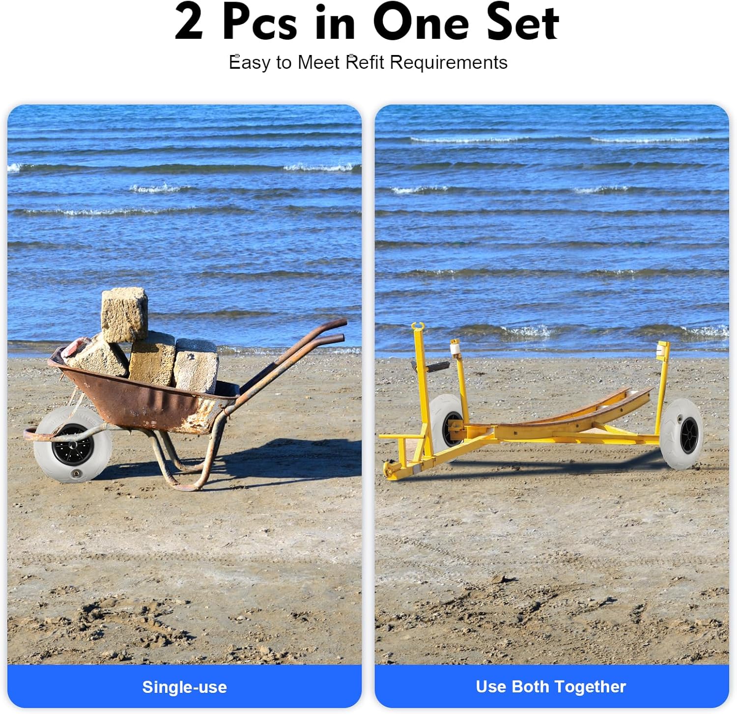 Beach Balloon Wheels 2 Pack 9  - Fishing Kayak Cart 评论和价格