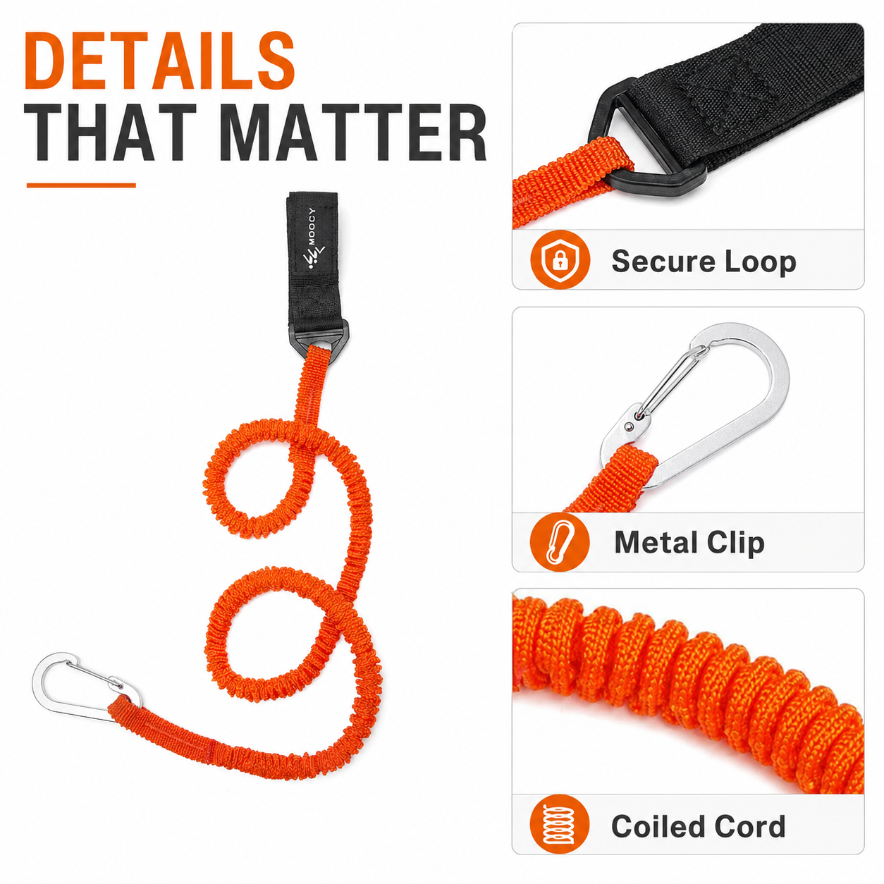 Coiled Paddle Leash Orange Kay - Fishing Kayak Paddle Leash 评论和价格