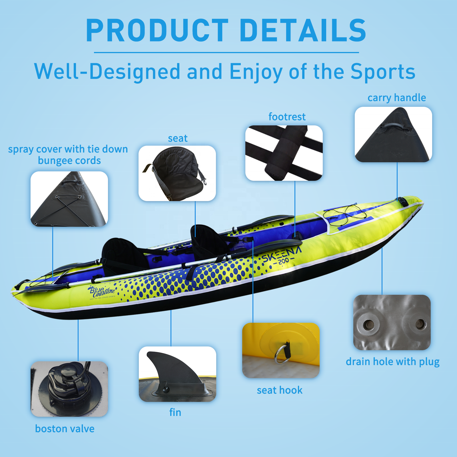 Adult Inflatable Fishing Canoe - Fishing Kayak Seat 评论和价格